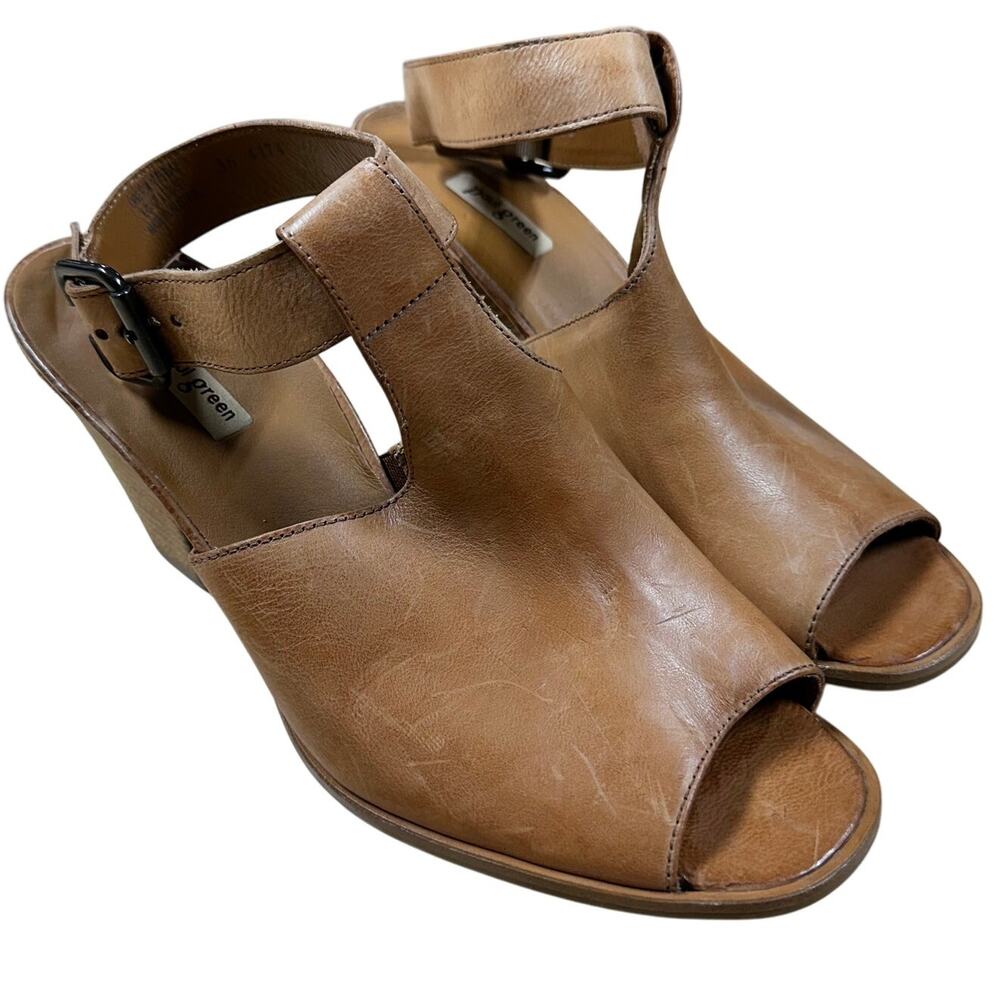 Paul Green Madonna Ankle Strap Sandal Brown Leather Women's Size 6.5 (US 9) NWOB